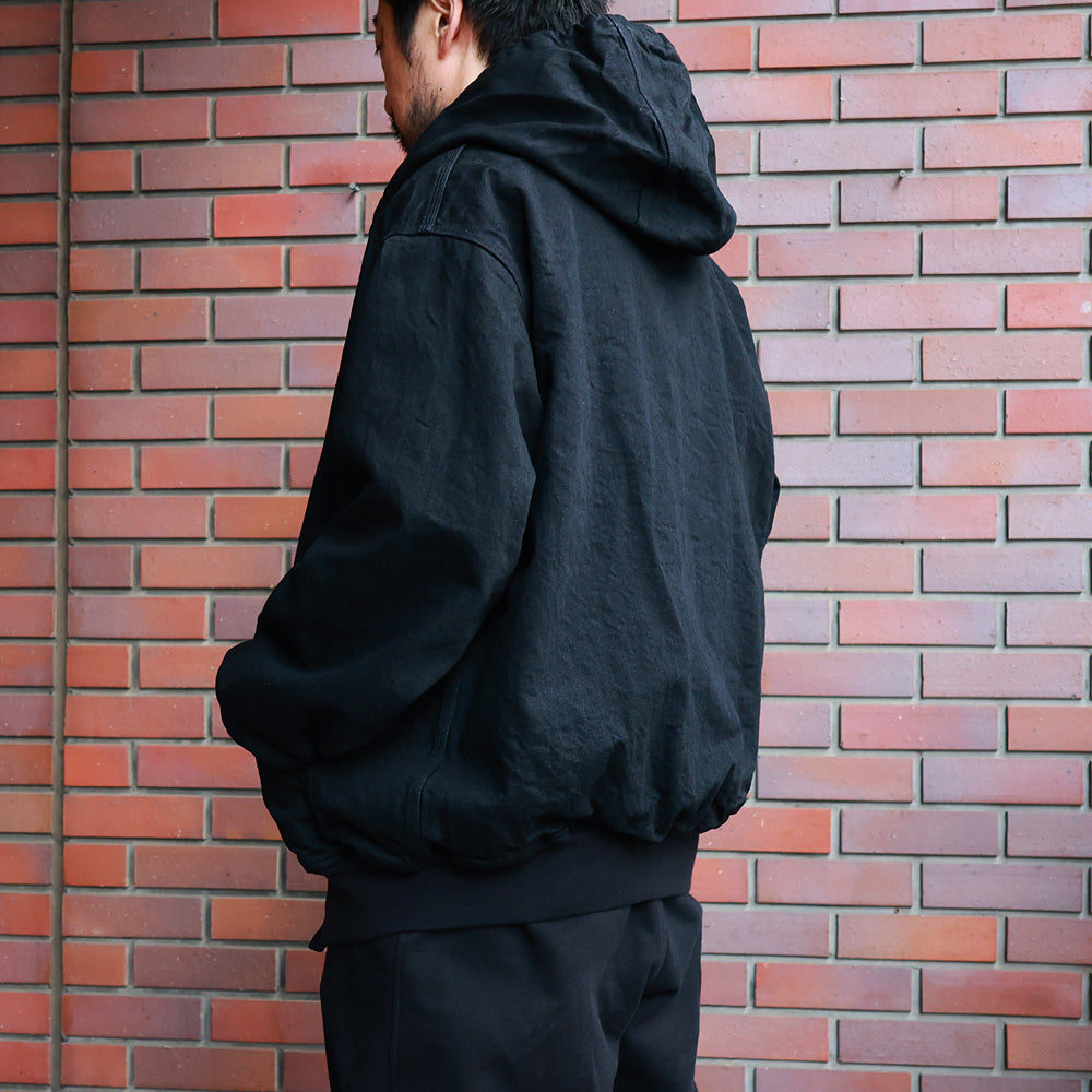 Black denim zip parka