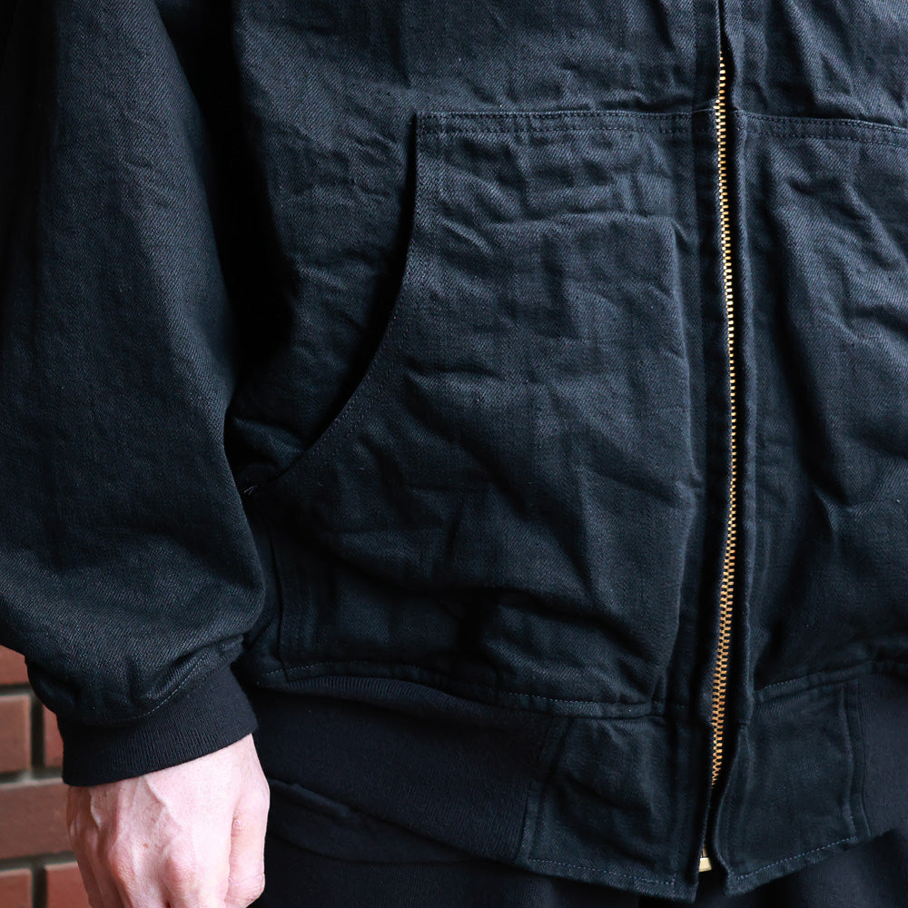 Black denim zip parka