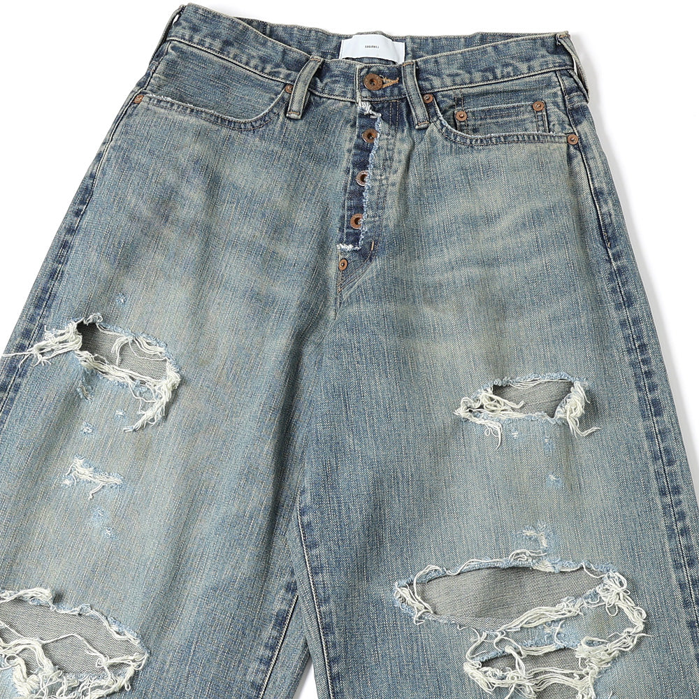 DAMAGED MODERN DENIM PANTS WIDE CUT