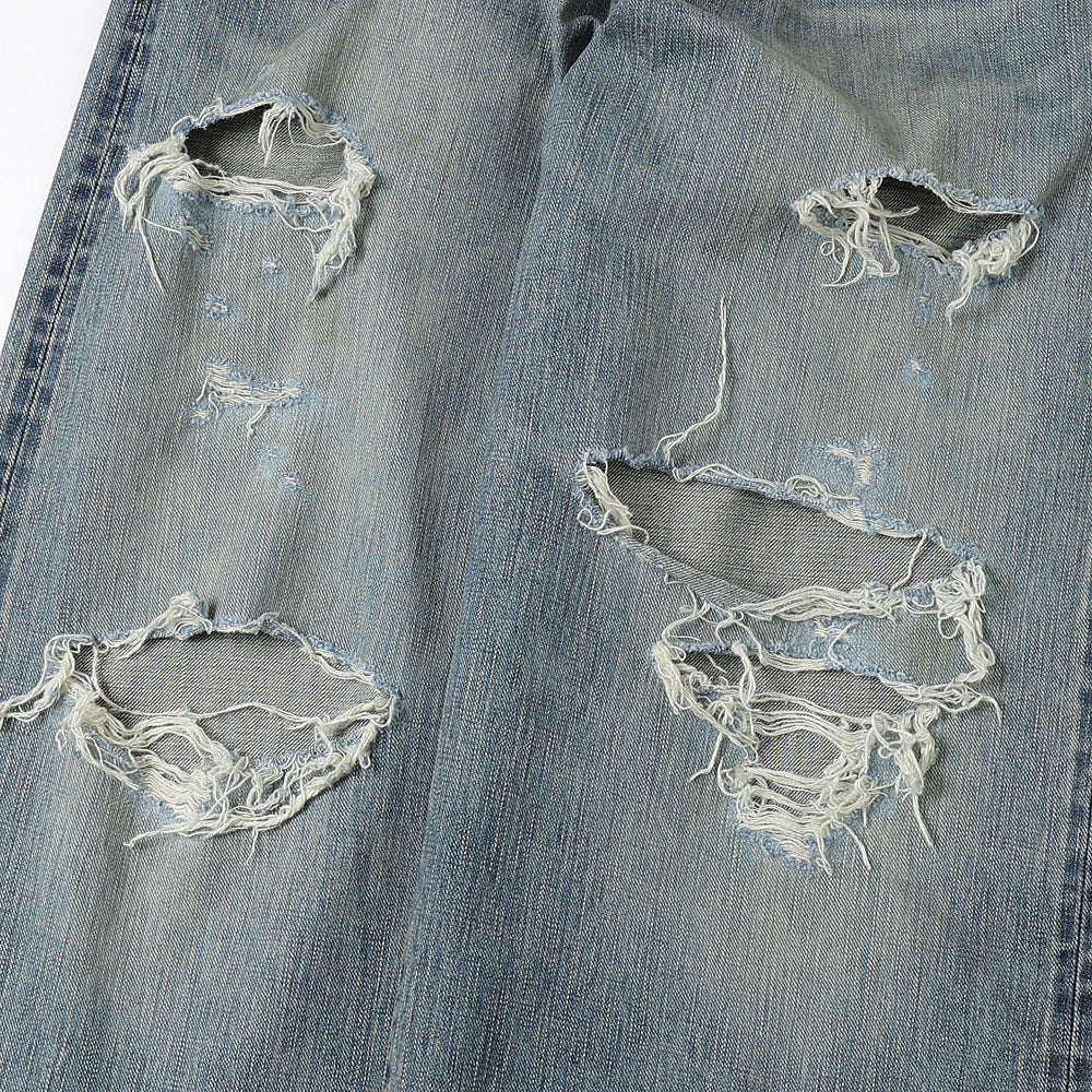 DAMAGED MODERN DENIM PANTS WIDE CUT