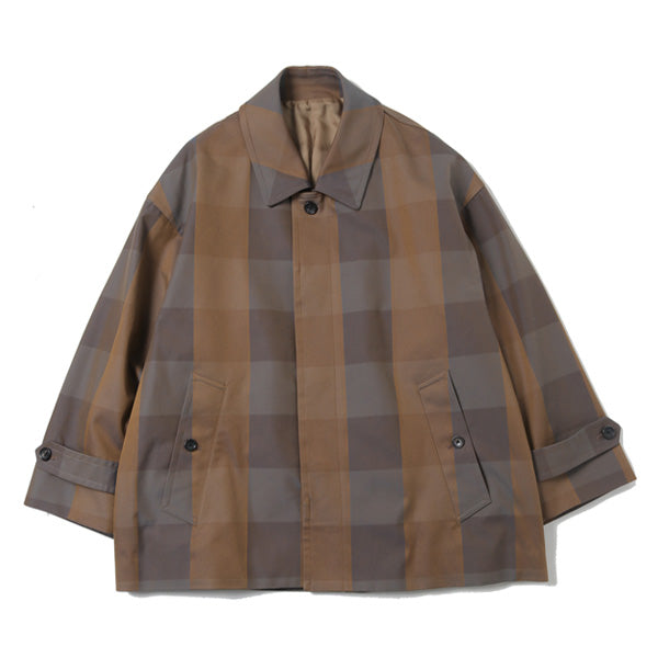 Check Gabardine Oversized Short Coat