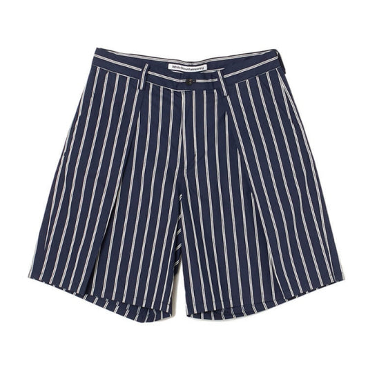 STRIPE BIG TUCKED SHORT PANTS