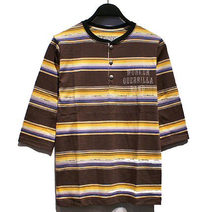 NATIVE BORDER 3/4 HENRY NECK TEE