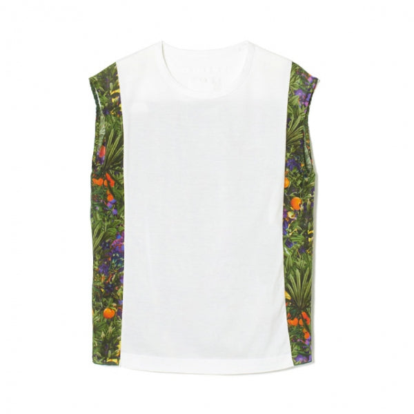 TROPICAL PATTERN PRINTED BACK GATHERED NO SL TOP