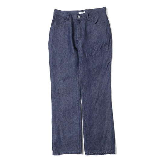 LINEN DENIM SLIM FLARE PANTS