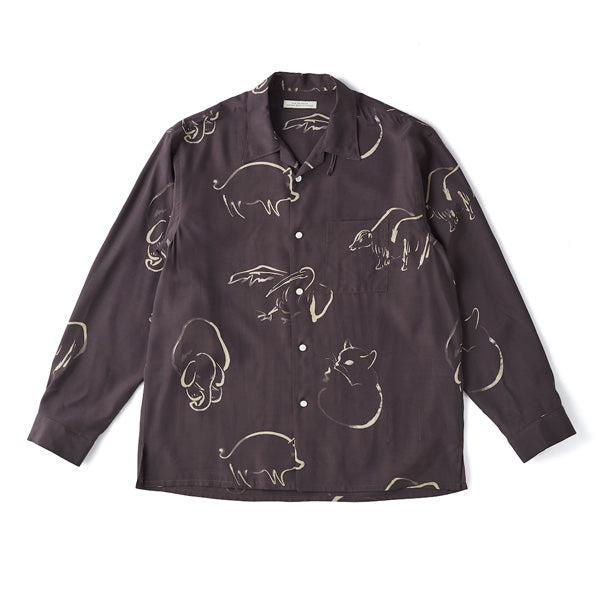 ORIGINAL PRINTED OPEN COLLAR SHIRTS (DRAWING) L/S