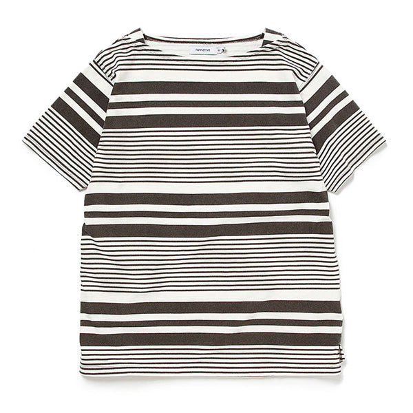 DWELLER BOAT NECK S/S TEE COTTON JERSEY BORDER VW