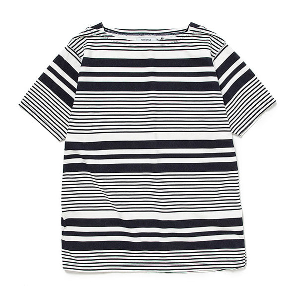 DWELLER BOAT NECK S/S TEE COTTON JERSEY BORDER VW