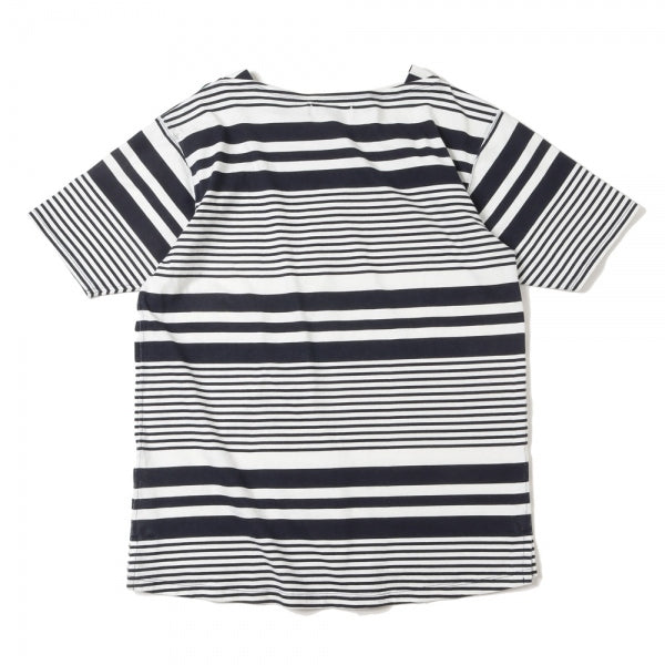 DWELLER BOAT NECK S/S TEE COTTON JERSEY BORDER VW