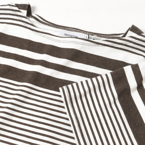 DWELLER BOAT NECK S/S TEE COTTON JERSEY BORDER VW