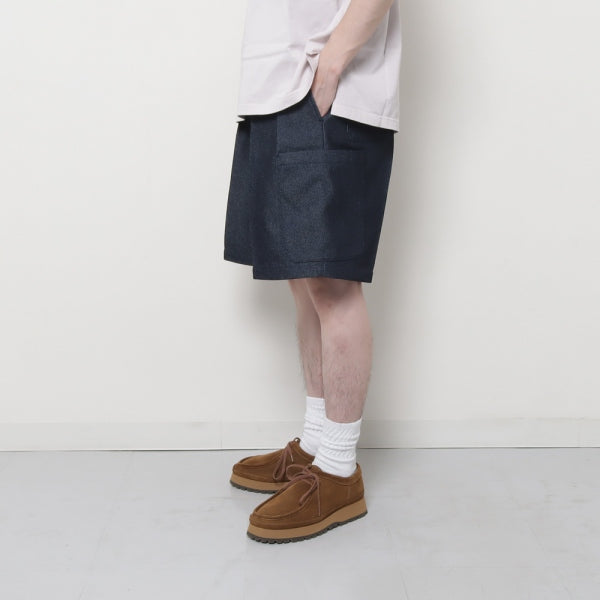 PLASTIC DENIM CARGO SHORTS