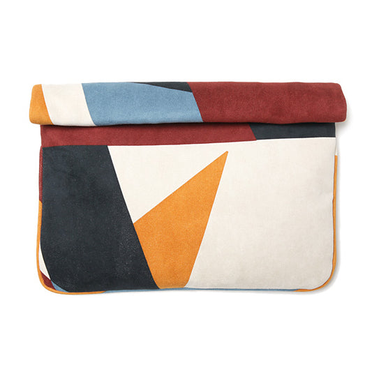 ultra suede geometric pt clutch