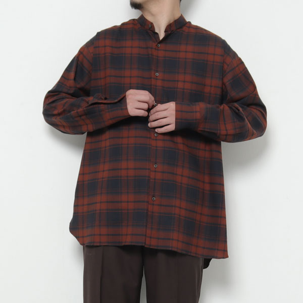 COMFORT FIT BAND COLLAR SHIRT SOKTAS CHECK VIYELLA