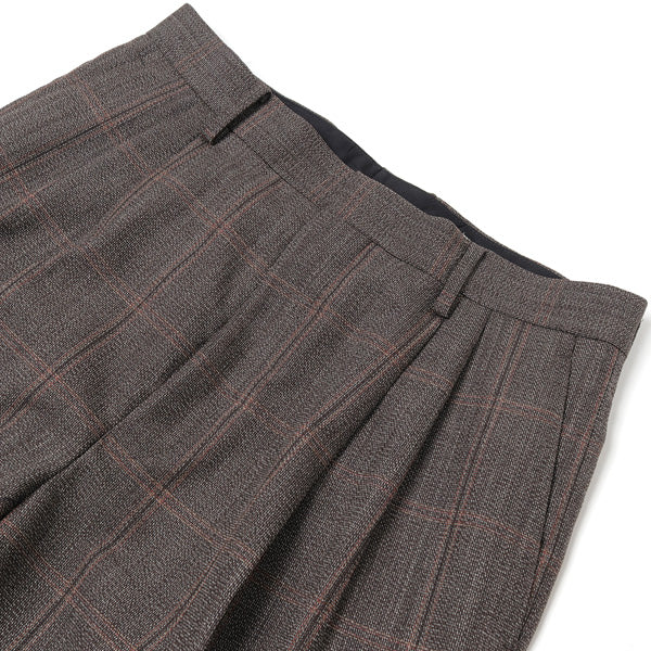 BLUEFACED WOOL CHECK WIDE SLACKS
