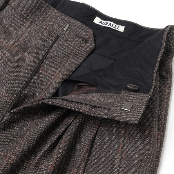 BLUEFACED WOOL CHECK WIDE SLACKS