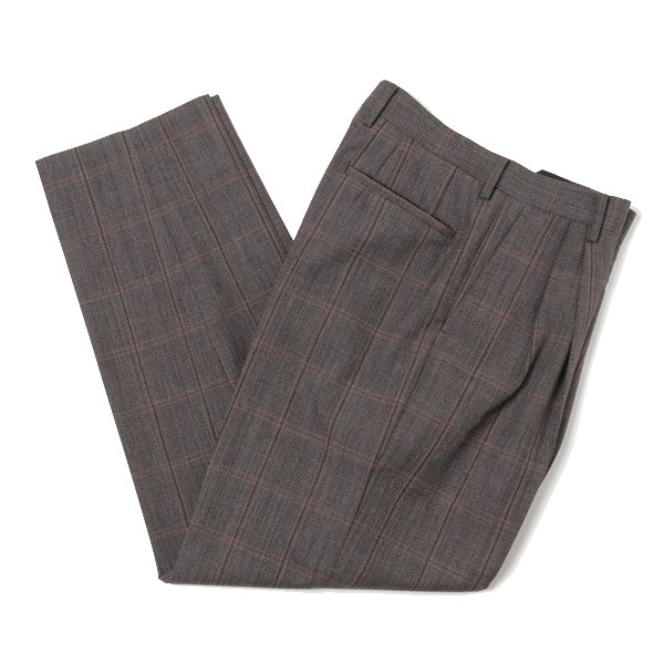 BLUEFACED WOOL CHECK WIDE SLACKS