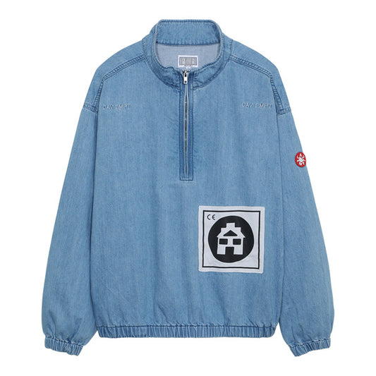 BLEACHED DENIM HALF ZIP JACKET