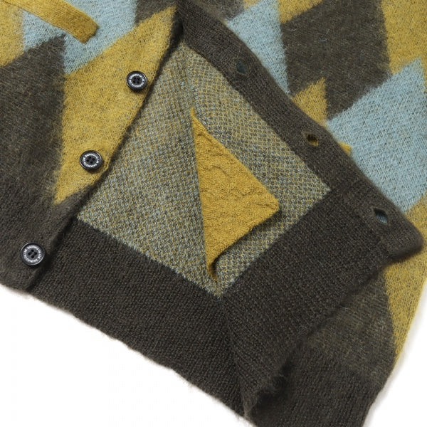 Argyle Mohair Knit Cardigan
