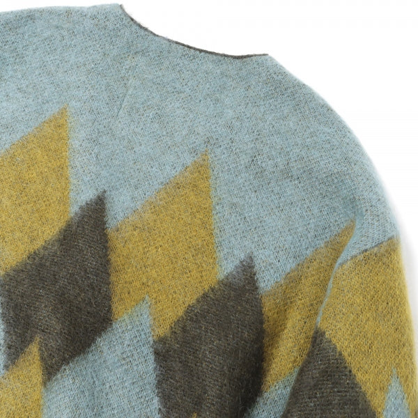 Argyle Mohair Knit Cardigan