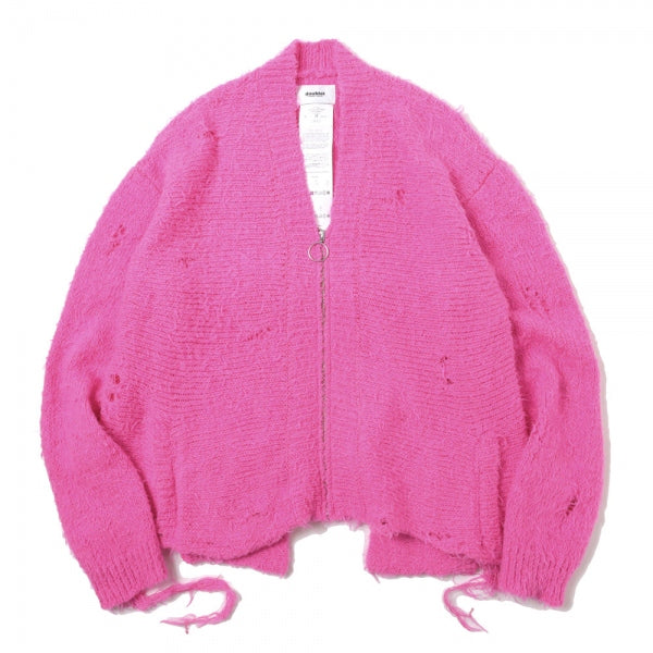 ZIP UP FUR YARN CARDIGAN