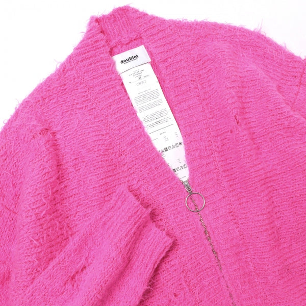 ZIP UP FUR YARN CARDIGAN