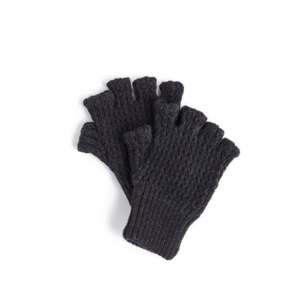 RAMIE WOOL FINGERLESS KNIT GLOVES