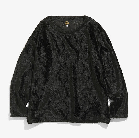 L/S U Neck Tee - Burnout Velvet