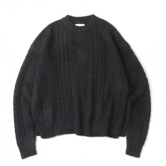 FISHERMAN CREW NECK JUMPER NATURAL COLOR ALPACA