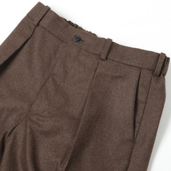 FRONT PLEATS PEGTOP BLACK WOOL JAPAN FLANNEL