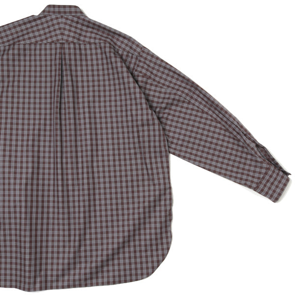 COMFORT FIT BAND COLLAR SHIRT CHECK POPLIN
