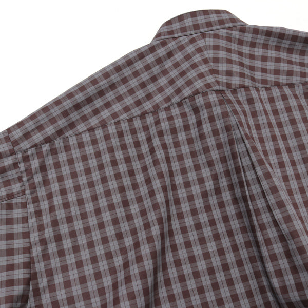 COMFORT FIT BAND COLLAR SHIRT CHECK POPLIN