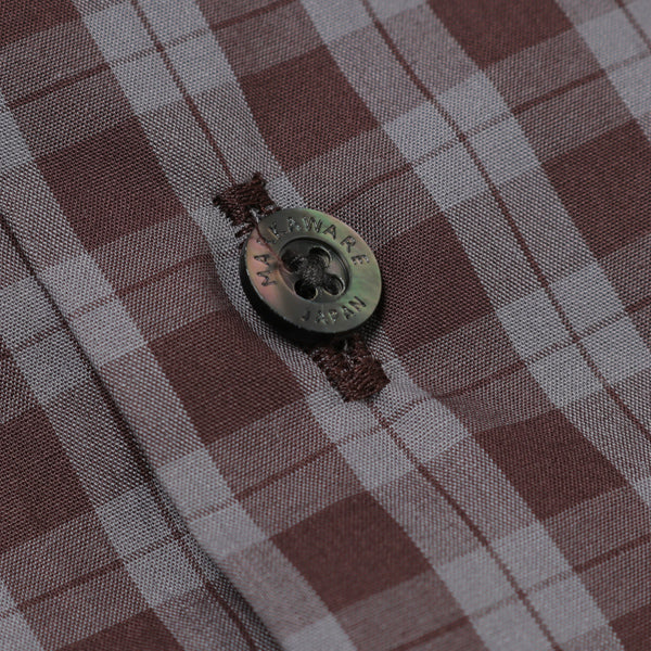 COMFORT FIT BAND COLLAR SHIRT CHECK POPLIN