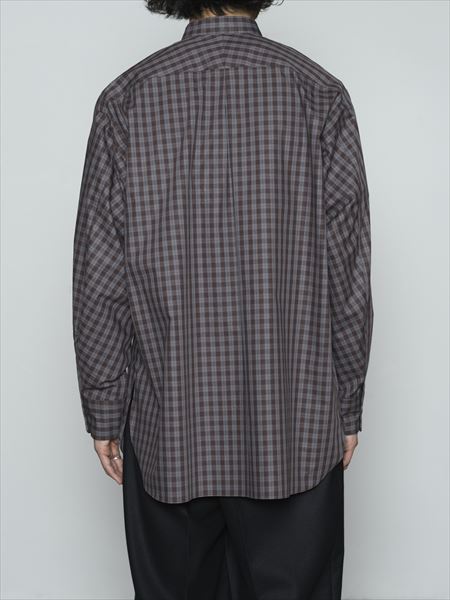 COMFORT FIT BAND COLLAR SHIRT CHECK POPLIN