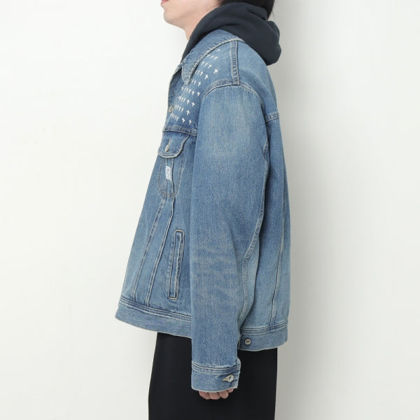 Cross Embroidery Vintage Denim Jacket