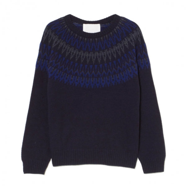 ROUND YOKE JACQUARD ROUND NECK KNIT