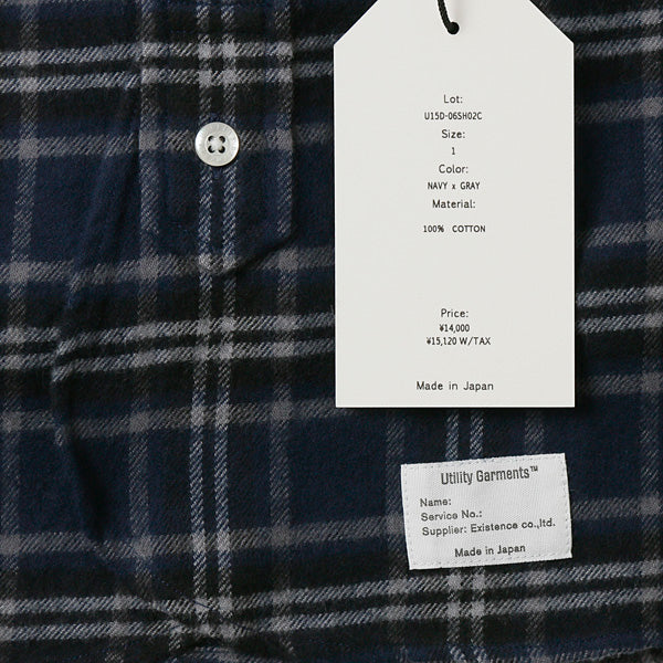 CLASSIC BAND COLLAR INDIGO PLAID FLANNEL