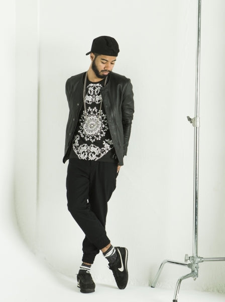 Collarless Lamb Leather Rib Jacket