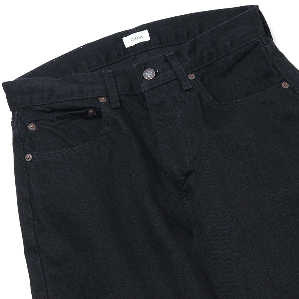 ブラック スビンコットン 13.5oz テーパードデニム BLACK