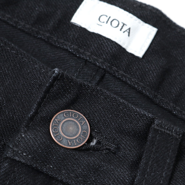 ブラック スビンコットン 13.5oz テーパードデニム BLACK