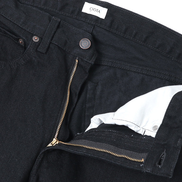 ブラック スビンコットン 13.5oz テーパードデニム BLACK