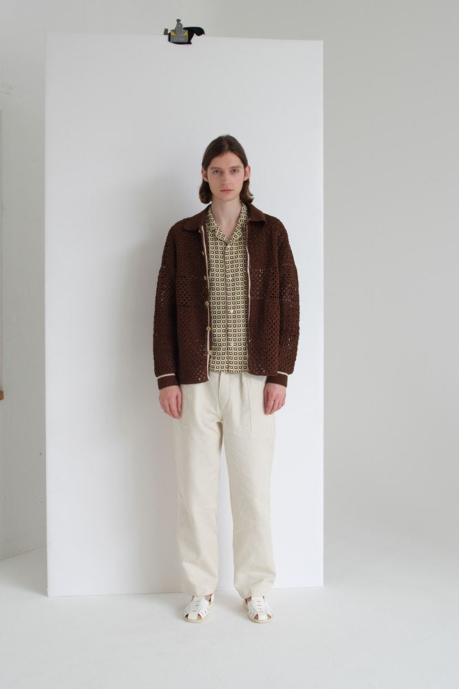 Small Parttern Open-Collar Shirt