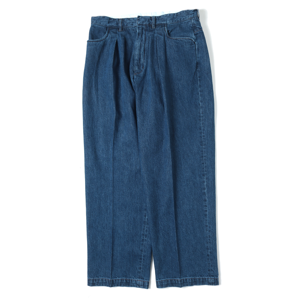 Two-tuck Wide Tapered Pants (Denim)
