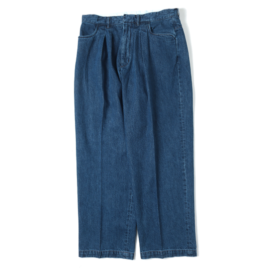 Two-tuck Wide Tapered Pants (Denim)
