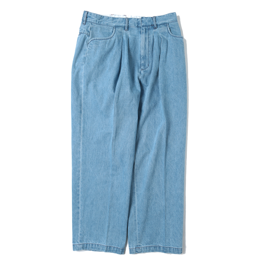 Two-tuck Wide Tapered Pants (Denim)