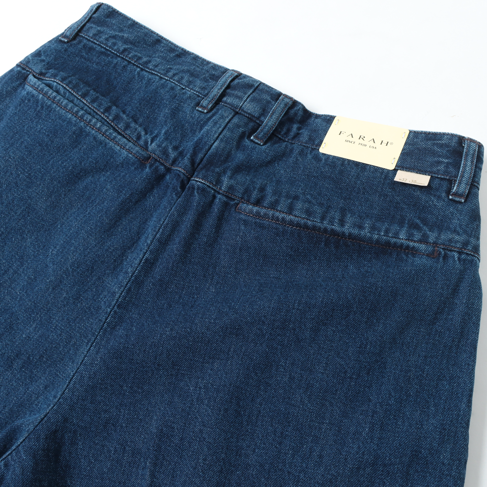Two-tuck Wide Tapered Pants (Denim)