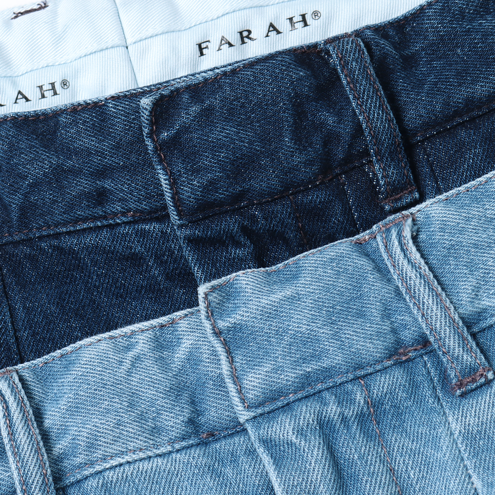 Two-tuck Wide Tapered Pants (Denim)