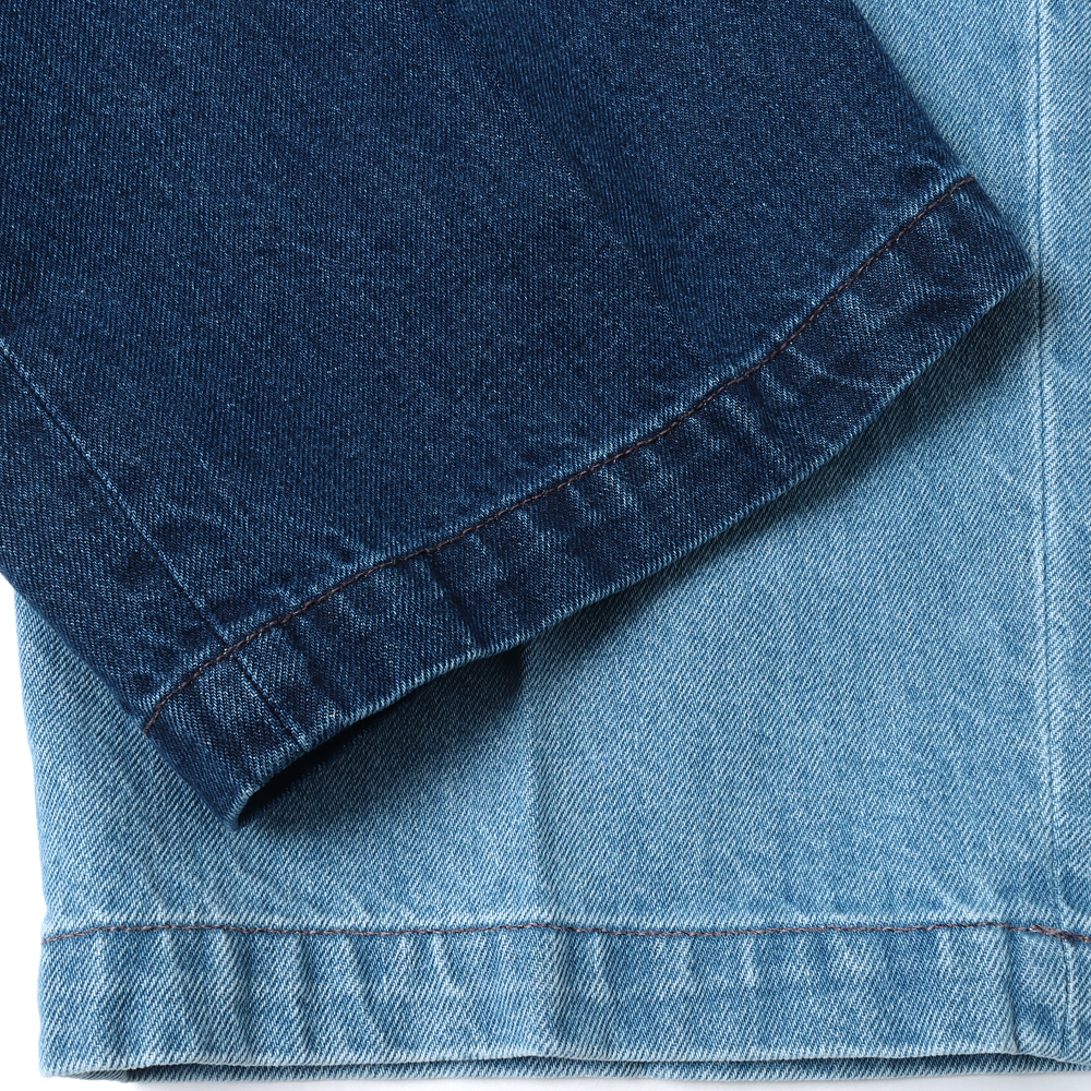 Two-tuck Wide Tapered Pants (Denim)