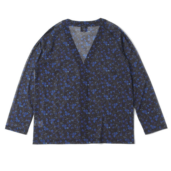 V Neck Cardigan - Poly Mesh / Floral Printed