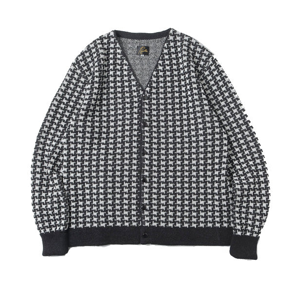 V Neck Cardigan - Houndstooth