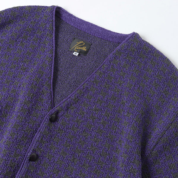 V Neck Cardigan - Houndstooth